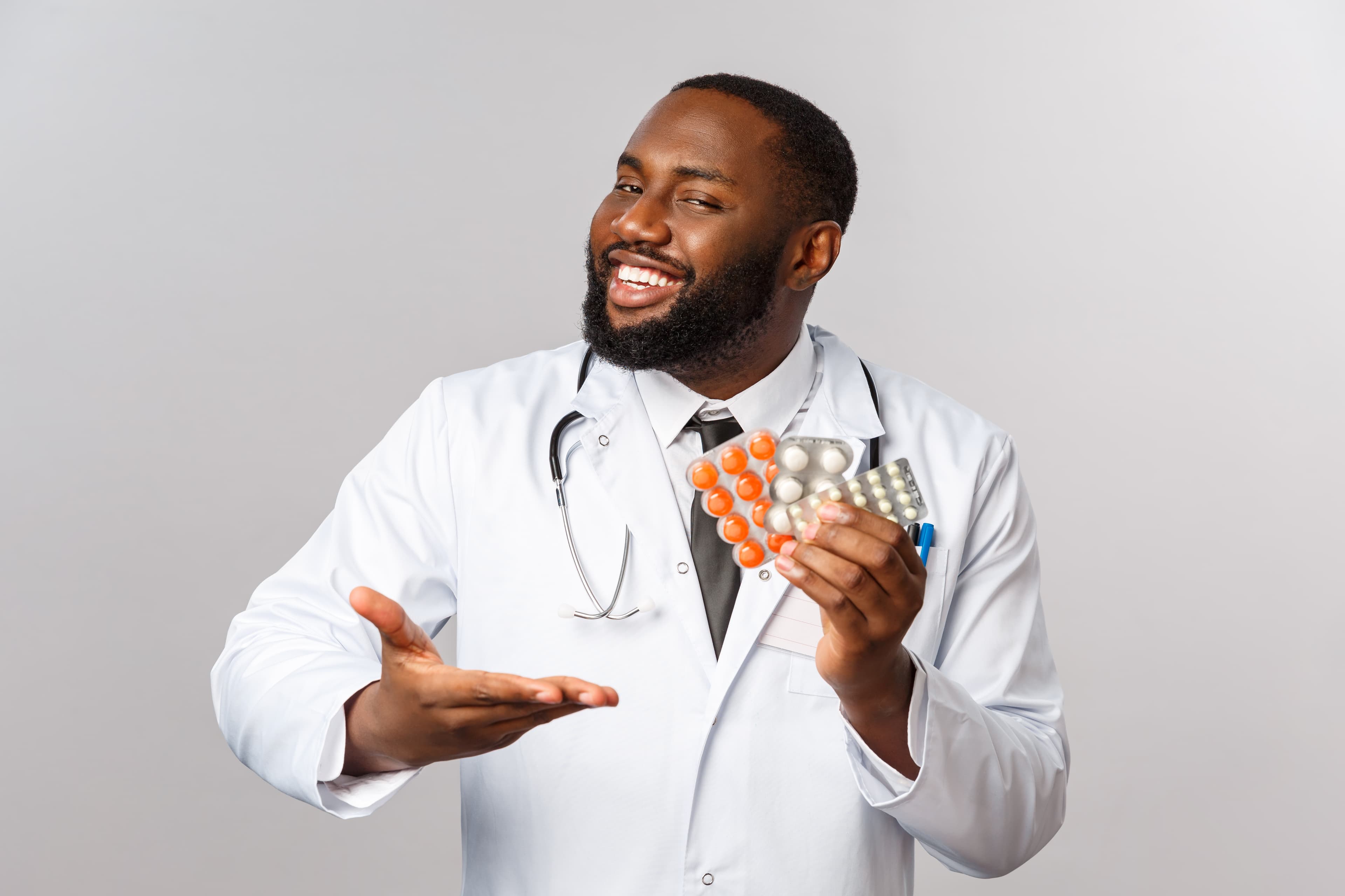 Pharmacist holding medication
